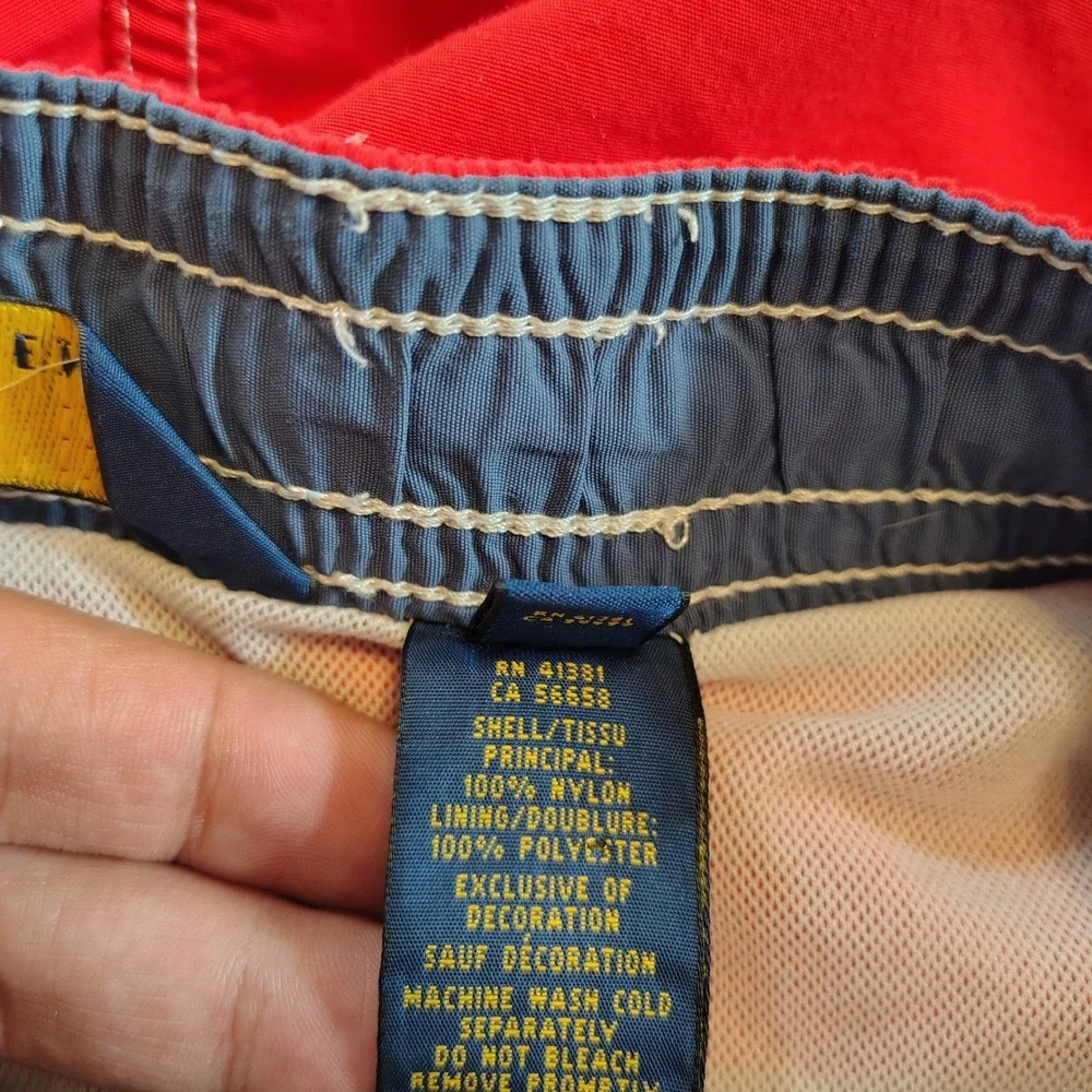 Polo Ralph Lauren Mens Red Swim Trunks Mesh Lined Drawstring Shorts Size Medium